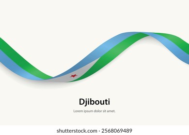 Djibouti flag on Waving ribbon. Template for independence day