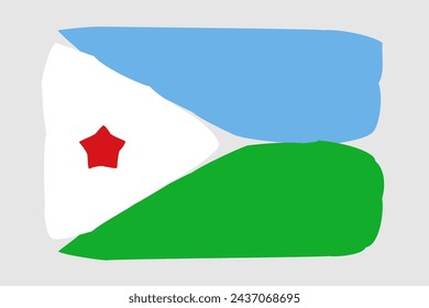 Djibouti flag - painted design vector illustration. Vector brush style