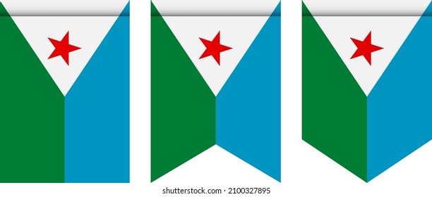 Djibouti flag or pennant isolated on white background. Pennant flag icon.