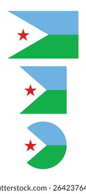 
Djibouti flag PNG vector. Djibouti square and round icon isolated on transparent PNG background. Djibouti flag icon.