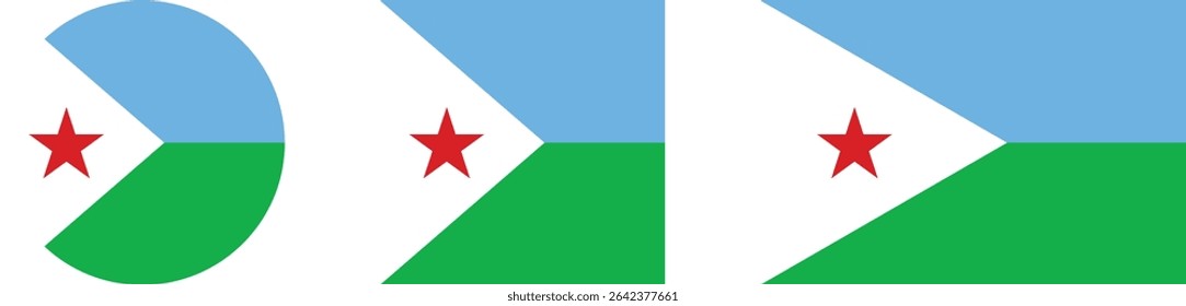 
Djibouti flag PNG vector. Djibouti square and round icon isolated on transparent PNG background. Djibouti flag icon.