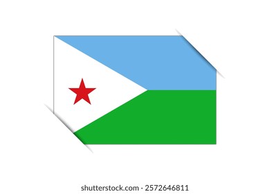 Djibouti flag - rectangle colorful flag representing a country cultural identity and heritage. The essence of national pride and unity. Attached by the corners in a paper album