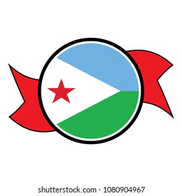 Djibouti flag in round button of icon. flag logo of Djibouti emblem isolated on white background, Djibouti national concept sign, Vector illustration.