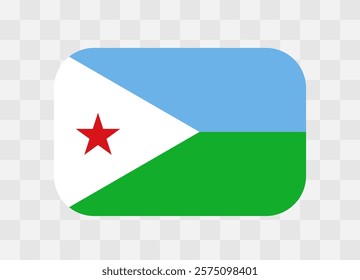 Djibouti flag - rounded rectangle colorful flag representing a country cultural identity and heritage. The essence of national pride and unity. Vector flag on transparent background.