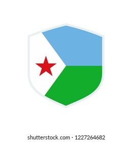 Djibouti flag. Djibouti shield flag.