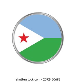 Djibouti flag with silver frame vector design