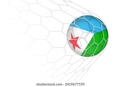 Djibouti flag soccer ball in net. Vector sport illustration.
