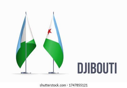 Djibouti flag state symbol isolated on background national banner. Greeting card National Independence Day of the Republic of Djibouti. Illustration banner with realistic state flag. svg