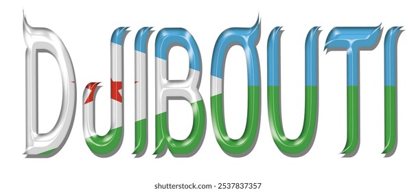 Fuente de texto de la bandera de Djibouti, fondo colorido de la bandera de Djibouti 3D, Ilustración vectorial de la bandera de Djibouti