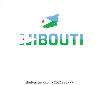 DJIBOUTI flag Typography with brush flag on a white background, Vector design of DJIBOUTI flag typography, Brush Flag of DJIBOUTI, National Day Design, DJIBOUTI Day design