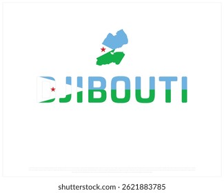 DJIBOUTI flag Typography with map on a white background, Vector design of DJIBOUTI flag typography, Map of DJIBOUTI, National Day Design, DJIBOUTI Day design