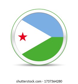 Djibouti flag vector in button design. Eps 10 vector illustration.
