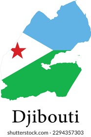 djibouti flag vector illustration, flag in shape of a djibouti map. svg