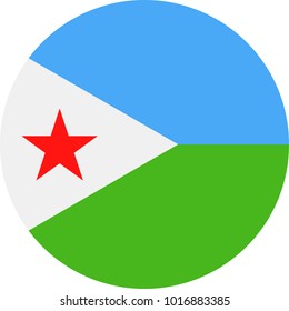 Djibouti Flag Vector Round Flat Icon - Illustration