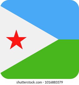 Djibouti Flag Vector Square Flat Icon - Illustration