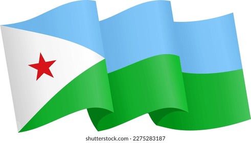 Djibouti flag wave isolated on png or transparent background svg