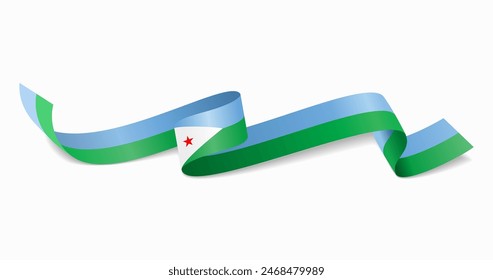 Fondo abstracto ondulado de la bandera de Djibouti. Ilustración vectorial.