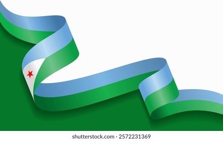 Djibouti flag wavy abstract background. Vector illustration.