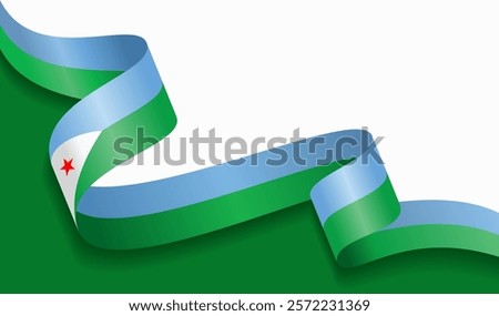 Djibouti flag wavy abstract background. Vector illustration.