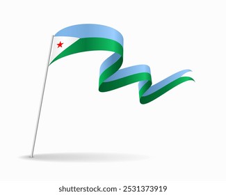 Diseño de fondo ondulado de la bandera de Djibouti. Ilustración vectorial.