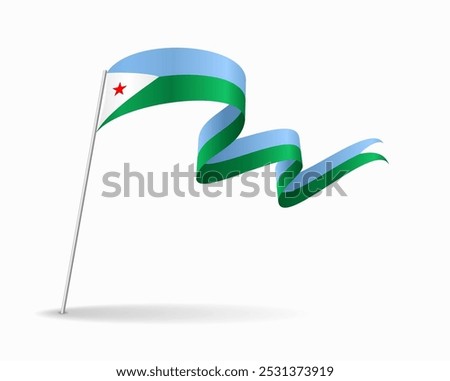 Djibouti flag wavy background layout. Vector illustration.