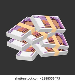 Djibouti Franc Vector Illustration. East African money set bundle banknotes. Paper money 5000 DJF. Flat style. Isolated on white background. Simple minimal design.