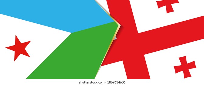 Banderas de Djibouti y Georgia, dos banderas vectoriales símbolo de relación o enfrentamiento.