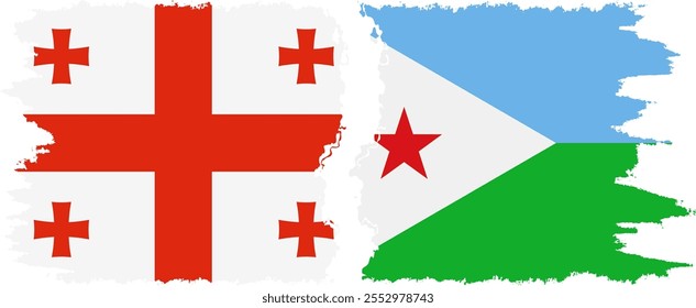 Djibouti and Georgia grunge flags connection, vector