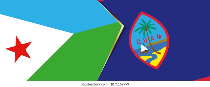 Banderas de Djibouti y Guam, dos banderas vectoriales símbolo de relación o enfrentamiento.