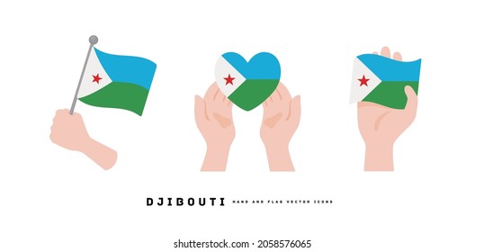 [Djibouti] Hand and national flag icon vector illustration