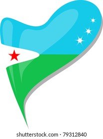 djibouti in heart. Icon of djibouti national flag. vector