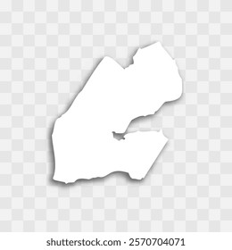 Djibouti high detailed vector representation of country silhouette. White color on transparent background with dropped shadow. For educational, decorative, or informational use.