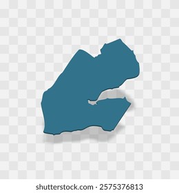 Djibouti high detailed vector representation of country silhouette. 3D map on transparent background with dropped shadow. For educational, decorative, or informational use.