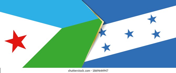 Djibouti and Honduras flags, two vector flags symbol of relationship or confrontation.