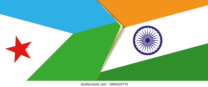 Banderas de Djibouti e India, dos banderas vectoriales símbolo de relación o enfrentamiento.