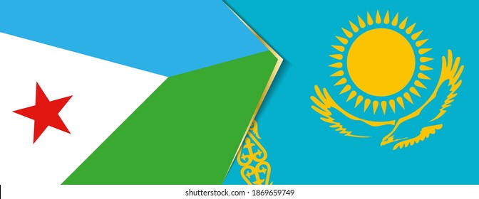 Djibouti and Kazakhstan flags, two vector flags symbol of relationship or confrontation.