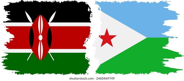 Djibouti and Kenya grunge flags connection, vector
