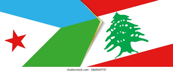 Djibouti and Lebanon flags, two vector flags symbol of relationship or confrontation.