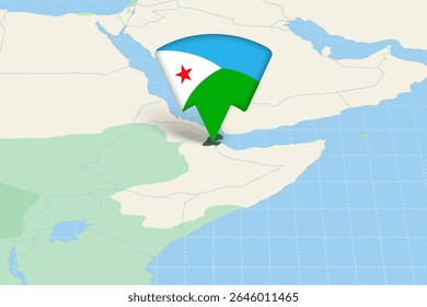 Djibouti Location Highlighted on African Map with Flag Icon. Detailed Vector Design.