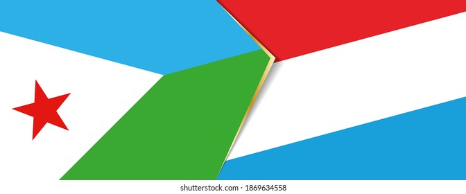 Djibouti and Luxembourg flags, two vector flags symbol of relationship or confrontation.