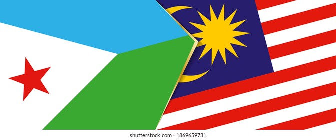 Banderas de Djibouti y Malasia, dos banderas vectoriales símbolo de relación o enfrentamiento.