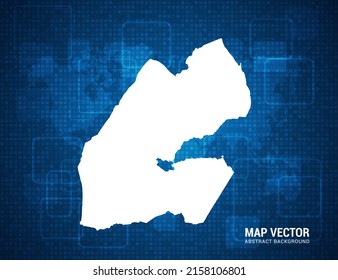 Djibouti map with abstract blue background technology pixel board texture.