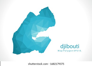Djibouti Map Abstract geometric rumpled triangular low poly style gradient graphic on white background