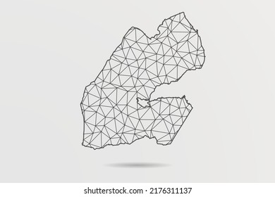 Djibouti Map - Abstract mash line and point scales on white background with World Map. Wire Frame 3D mesh polygonal network line, design sphere, dot and structure - Vector illustration eps 10