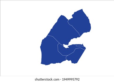 Djibouti Map blue Color on White Backgound