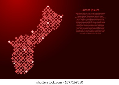 Mapa de Yibuti con rombos de patrón azul de diferentes tamaños y rejilla de estrellas espaciales brillantes. Ilustración vectorial.