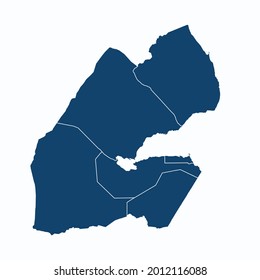Djibouti map color vector modern. Silhouette map. on white background. 