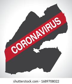 Djibouti map with Coronavirus warning illustration