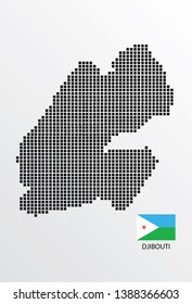 Djibouti map design square with flag Djibouti. 