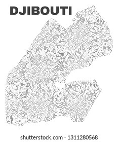 Djibouti map designed with little points. Vector abstraction in black color is isolated on a white background. Random little items are organized into Djibouti map.